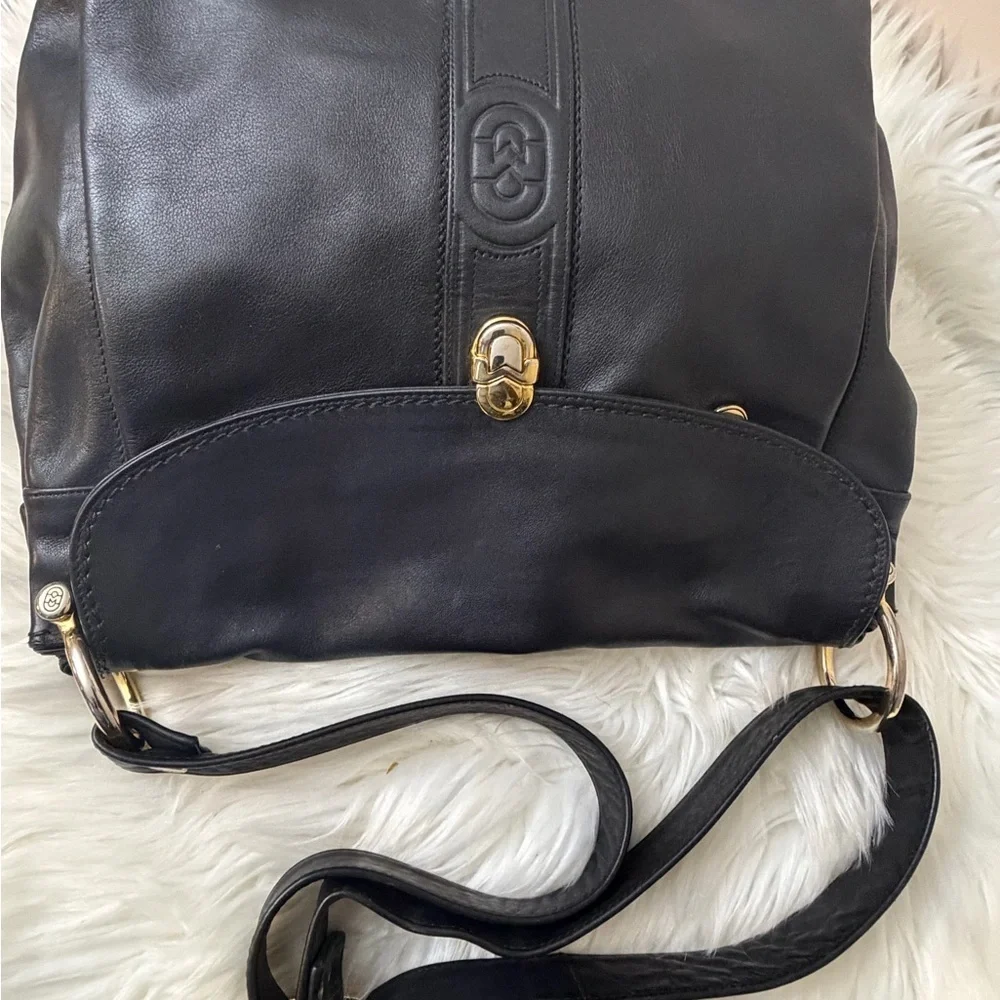 Vintage Elegant Black Leather Shoulder Bag